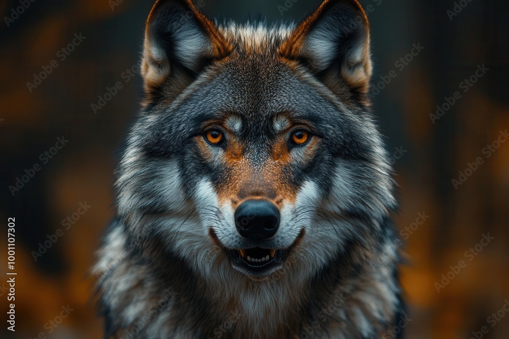 intense wolf staring directly at the viewer with its mouth open showcasing its powerful gaze and wild nature set against a blurred forest background evoking a sense of majesty and primal instinct intense wolf staring directly at the viewer with its mouth open showcasing its powerful gaze and wild nature set against a blurred forest background evoking a sense of majesty and primal instinct