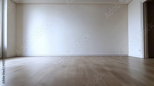 Empty Living Room with Neutral Wall Background