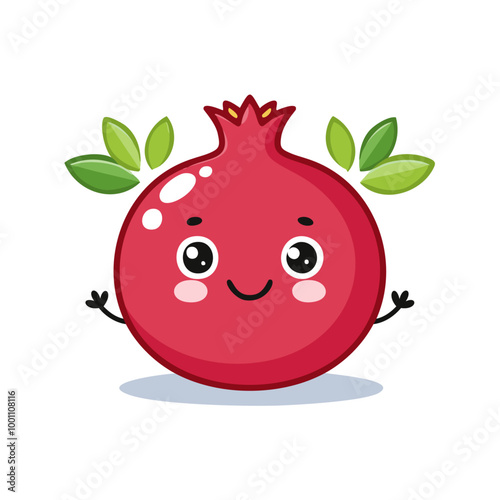 Pomegranate Cute Cartoon Fruit Fresh Animation Kawaii Healthy Character
