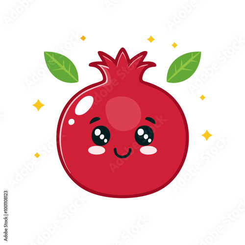 Pomegranate Cute Cartoon Fruit Fresh Animation Kawaii Healthy Character
