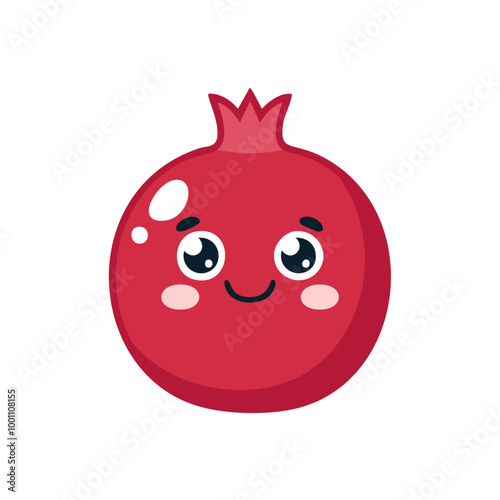 Pomegranate Cute Cartoon Fruit Fresh Animation Kawaii Healthy Character
