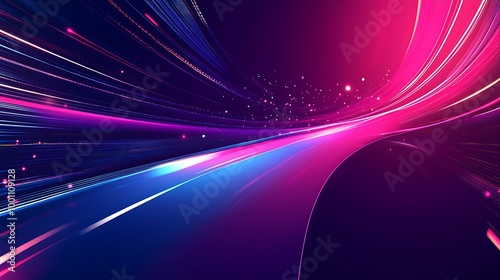 Abstract background with pink and blue light streaks on a black background.
