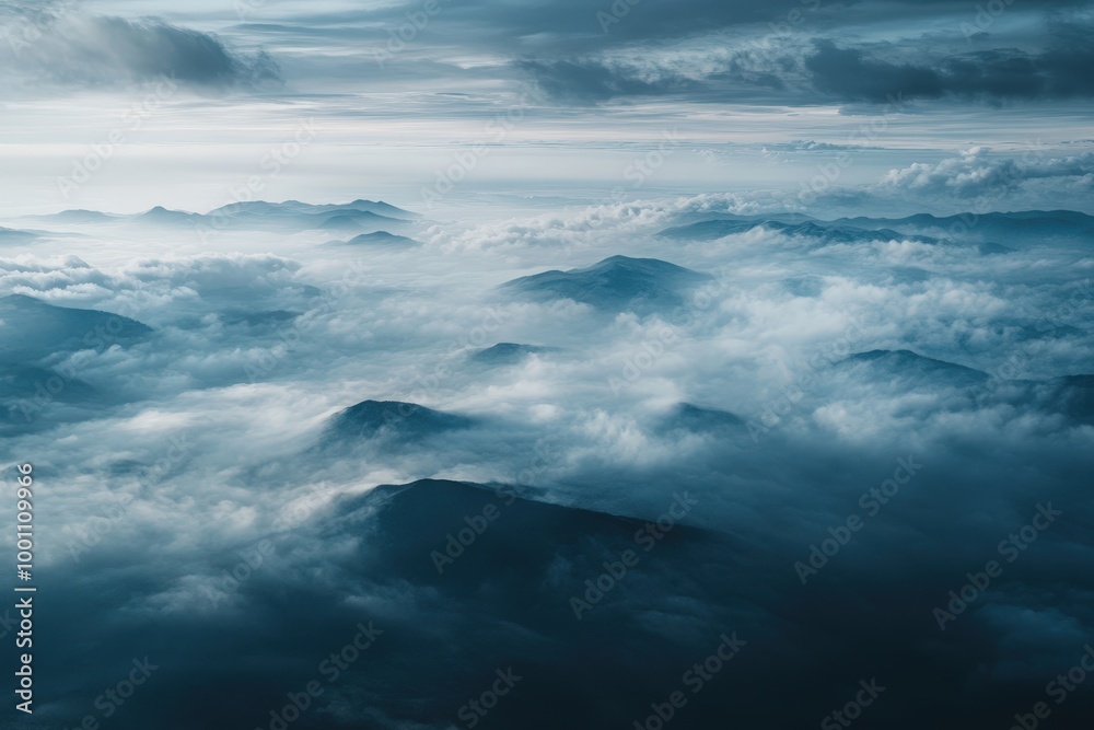 Majestic mountain landscape shrouded in mist Majestic mountain landscape shrouded in mist