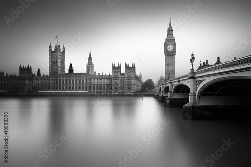 Iconic landmarks of london in black and white