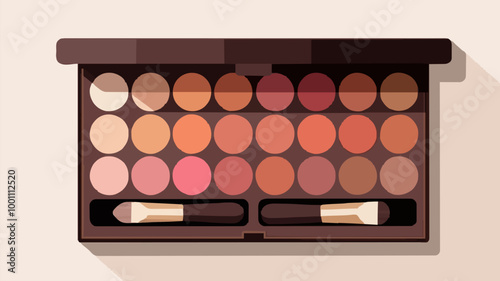 Eyeshadow palette with colors partially obscured by shadows, chiaroscuro lighting.