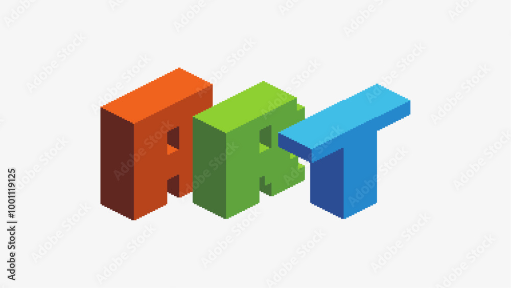 Pixel Art Isometric Block Typography of Art, with RGB Colors Banner Pixel Art Isometric Block Typography of Art, with RGB Colors Banner