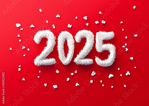 new year 2025 number on red background