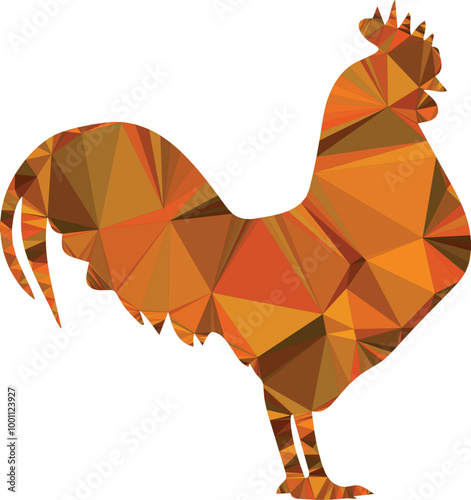 Vector of Rooster Siluet with low poly illustration in white background