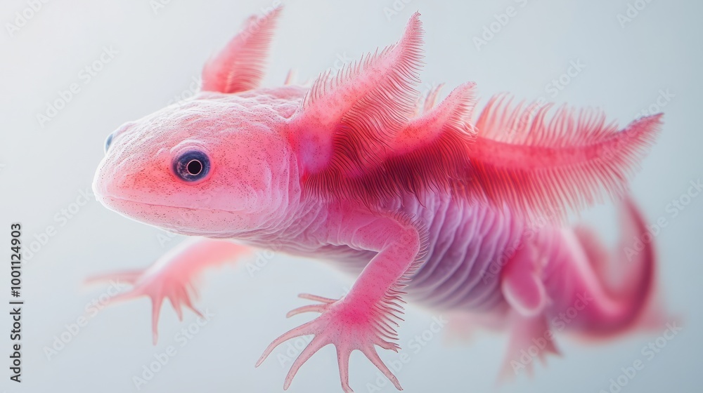 Fototapeta premium Vibrant Axolotl in Motion