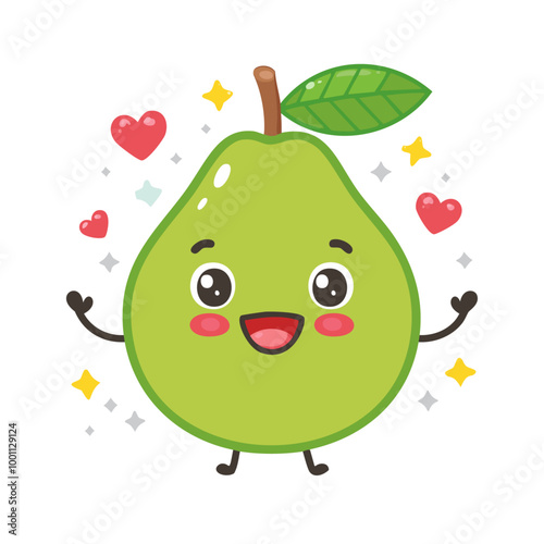 Guava Cute Cartoon Fruit Fresh Animation Kawaii Healthy Character

