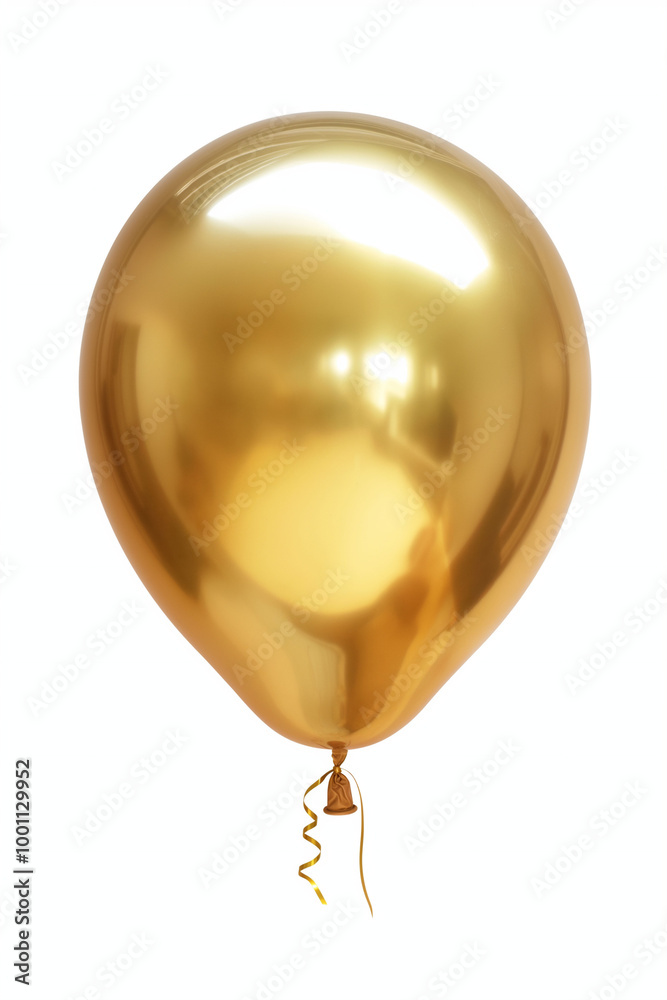 Gold balloon on white background, shiny, metallic, helium, gold concept