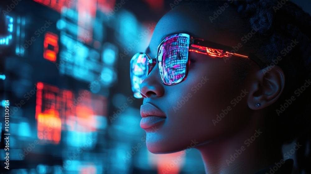 Cybersecurity Threat Specialist Analyzing Data in Augmented Reality Cybersecurity Threat Specialist Analyzing Data in Augmented Reality