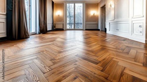 Wallpaper Mural A red-brown oak parquet floor with a natural grain in a diagonal pattern, offering a warm, inviting atmosphere for any room. Torontodigital.ca