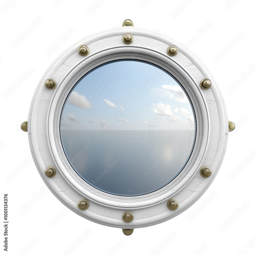 Round Porthole Window with Scenic Sea View Isolate on a White Background Transparent Background Round Porthole Window with Scenic Sea View Isolate on a White Background Transparent Background