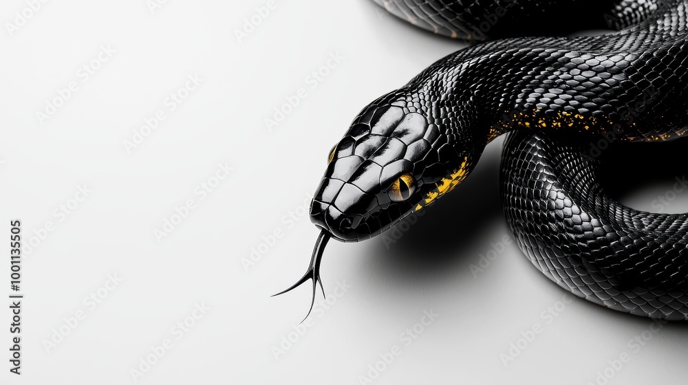 Naklejka premium Black Snake on White Background for Creative Projects