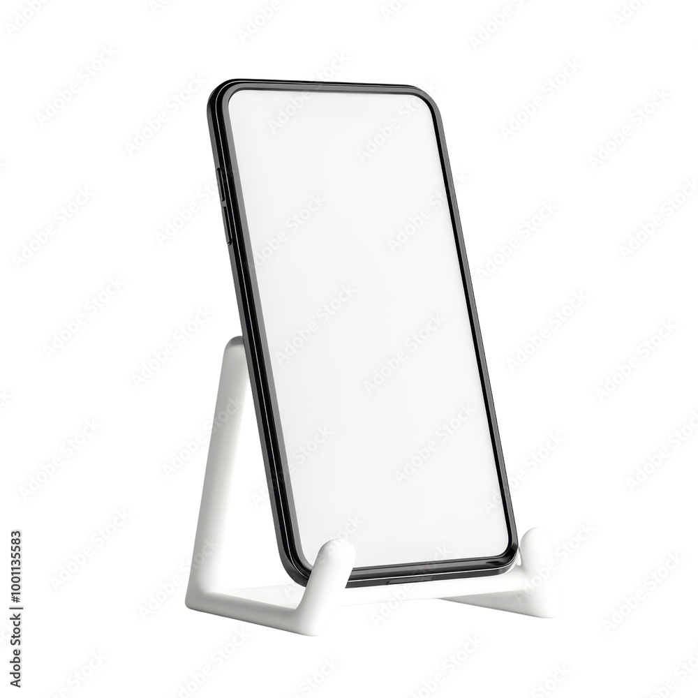 Minimalist smartphone on a sleek white stand