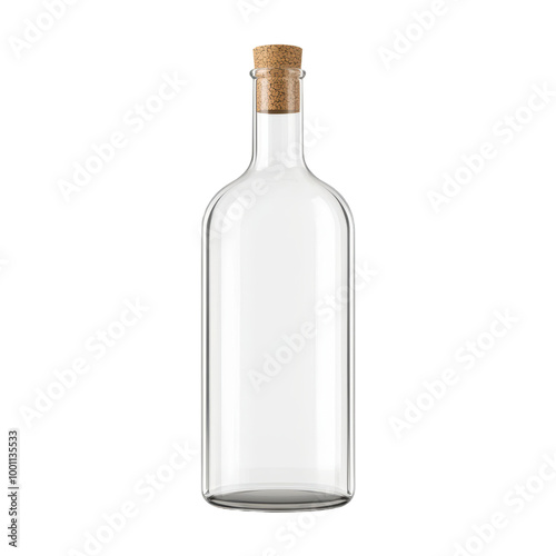 Clear glass bottle with cork stopper