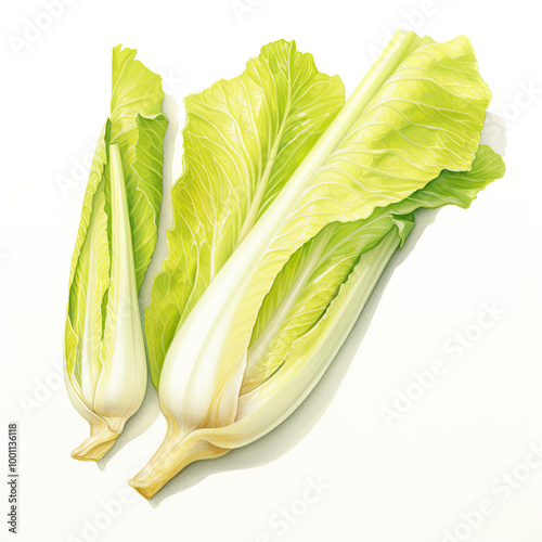 watercolor endive painting with white background