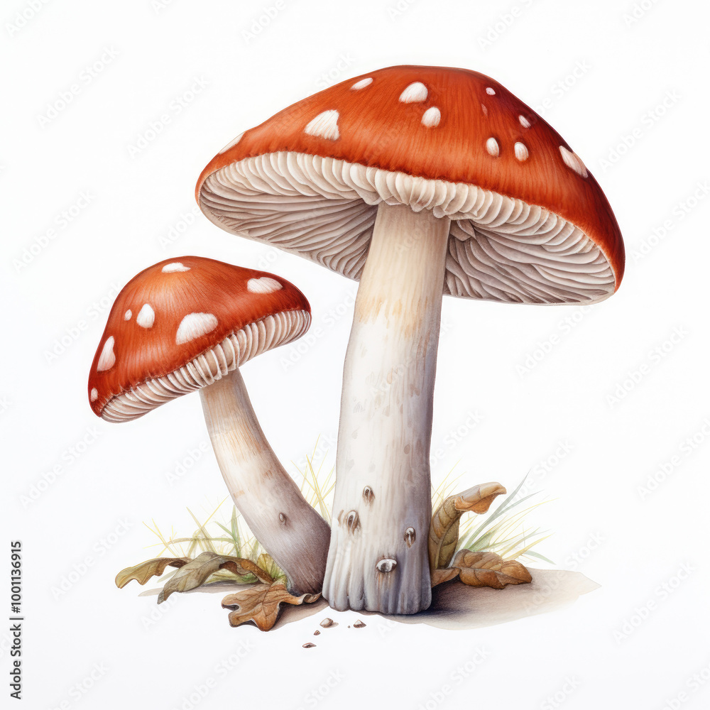 watercolor mushroom painting with white background watercolor mushroom painting with white background