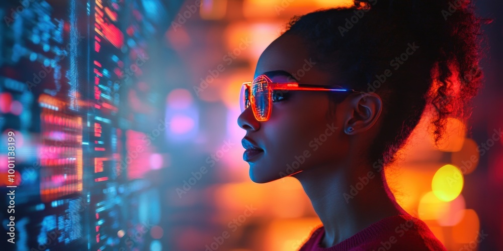 Cybersecurity Threat Specialist Analyzing Data in Augmented Reality Cybersecurity Threat Specialist Analyzing Data in Augmented Reality