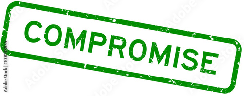 Grunge green compromise word square rubber seal stamp on white background