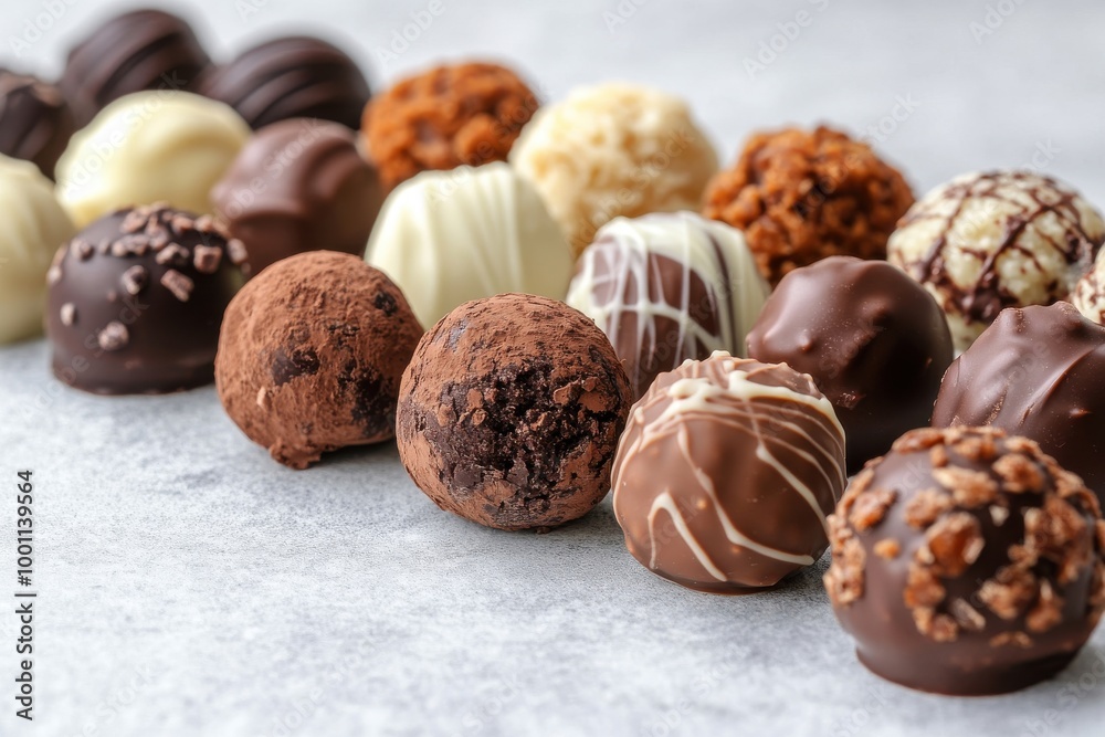 Collection of cocoa confections and praline treats against a transparent backdrop Collection of cocoa confections and praline treats against a transparent backdrop