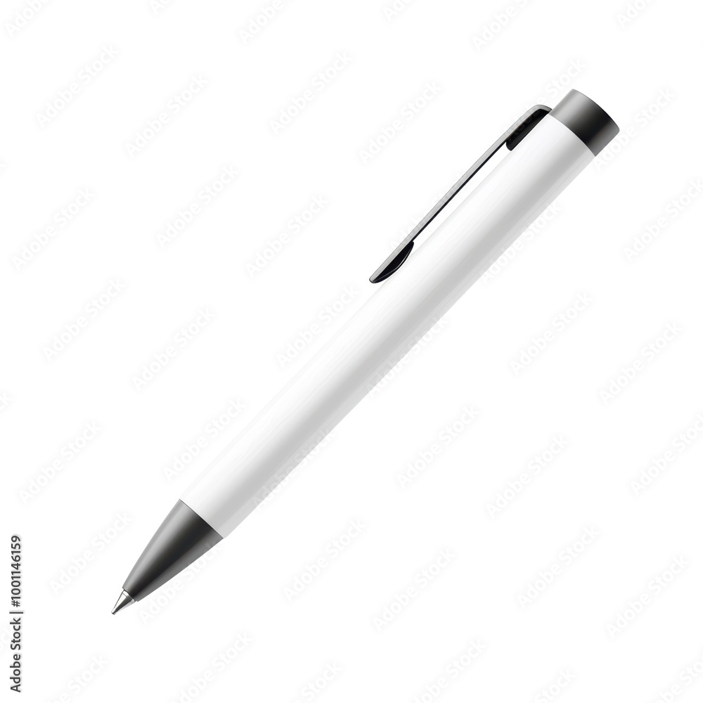 Sleek white pen with black accents on a transparent background Sleek white pen with black accents on a transparent background