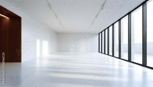 Minimalist 360-Degree Panorama of an Empty White Exhibition Space