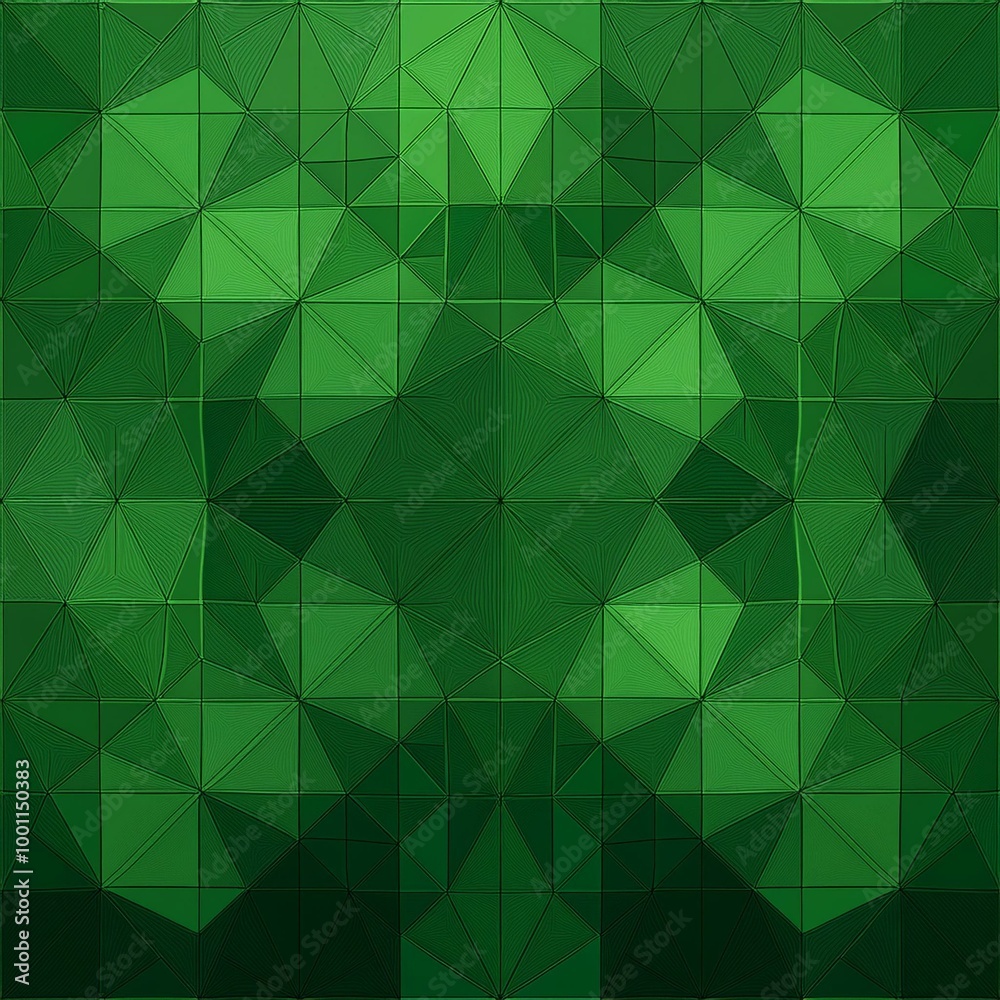 Obraz premium Abstract triangular dark green mosaic tile wallpaper texture with geometric fluted triangles background banner
