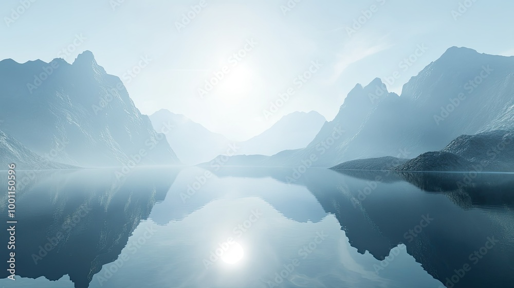 Serene Reflection of Mountains in Calm Lake Serene Reflection of Mountains in Calm Lake