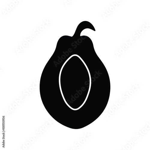 vector of black silhouette of papaya