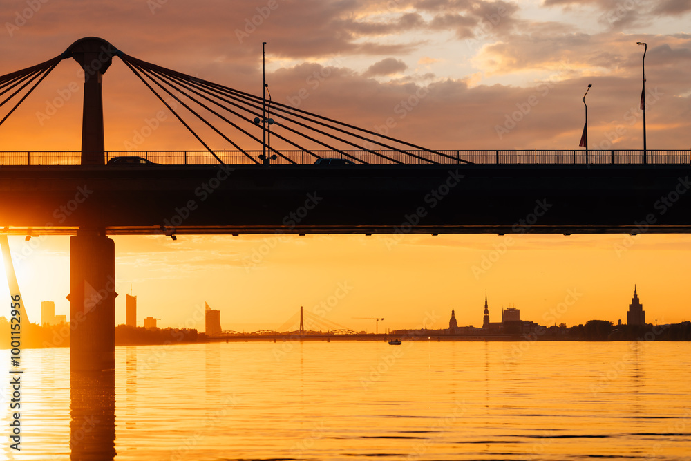 Obraz premium Sunset over Riga, Latvia
