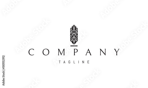 Vector logo with an abstract image of a wooden totem with a tree carved into it.