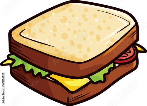 Yummy classic cheese sandwich cartoon illustration