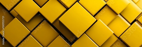 Geometric 3D Yellow Square Pattern with Depth and Overlap