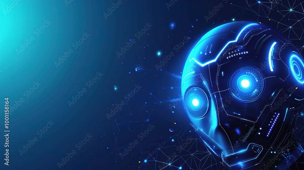 Stunning Blue Intelligent Robot Technology Background: A Futuristic and Advanced Vision. Explore the Possibilities