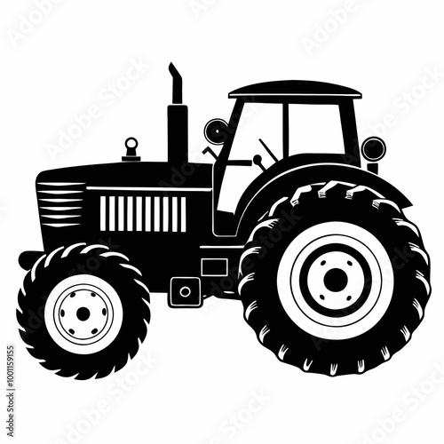 Christmas Farm tractor Black silhouette