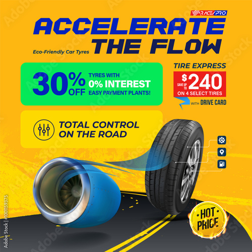 Tyre advertisement. Accelerate the flow.