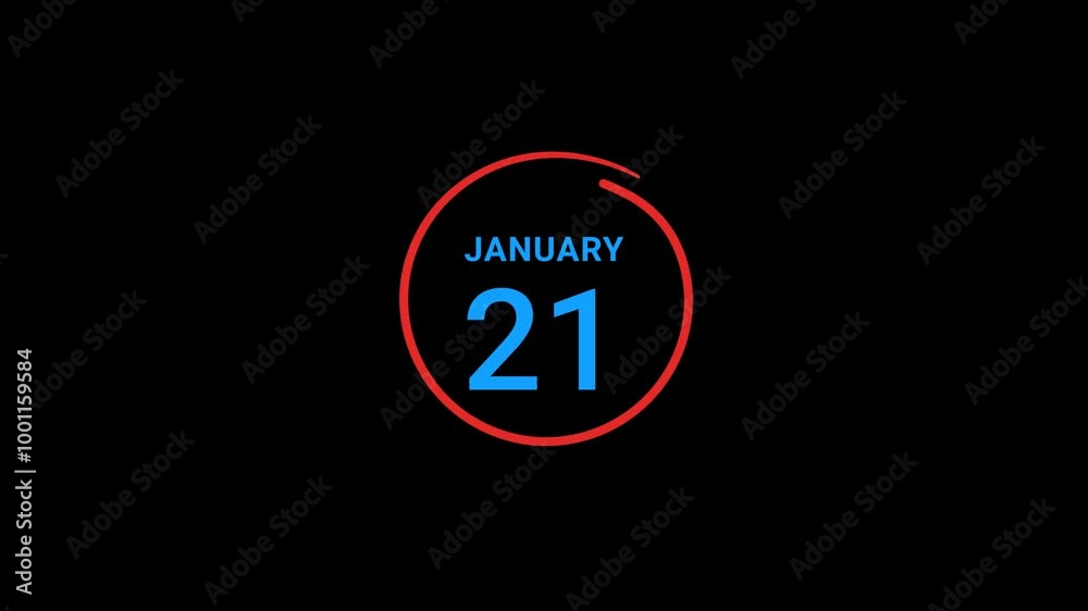 21th January calendar date Animation 21th January calendar date Animation