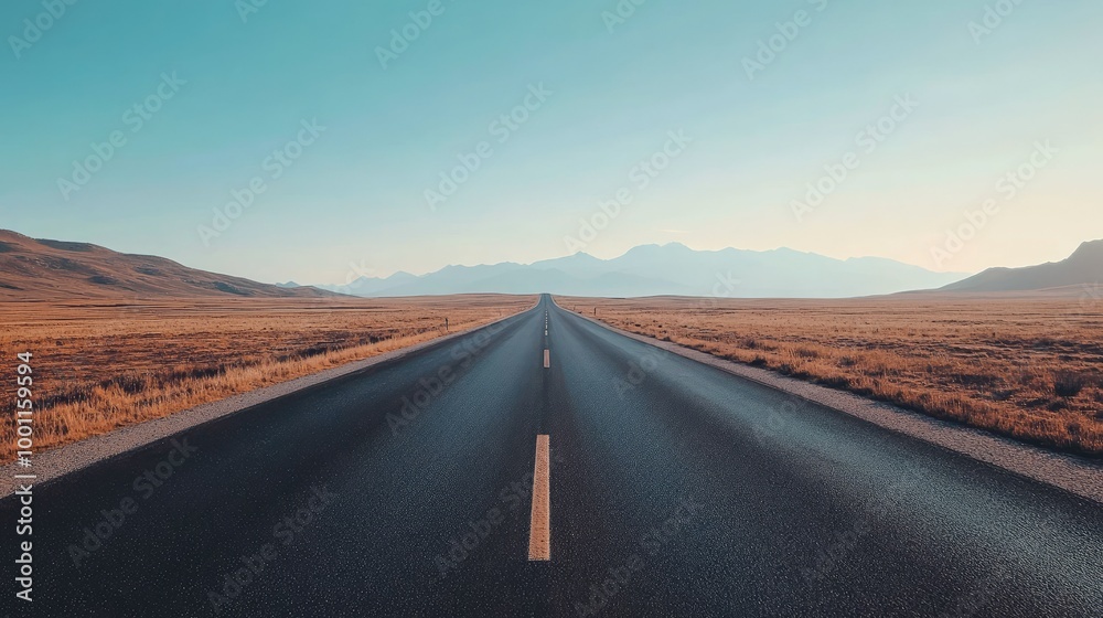 Fototapeta premium Serene Road Leading to a Clear Horizon