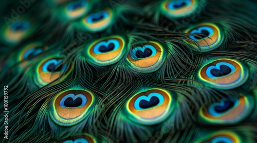 Vibrant abstract background featuring peacock feather patterns for creative design