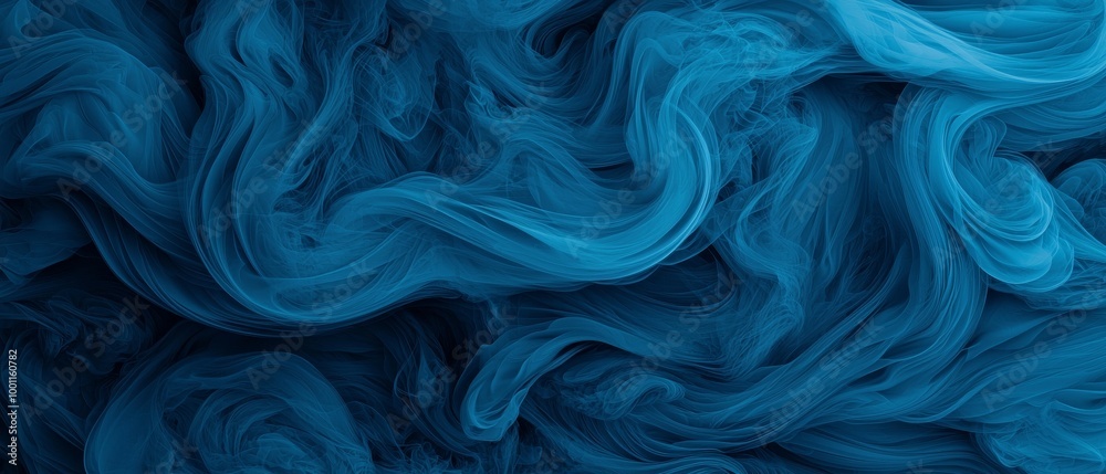 Obraz premium Abstract blue smoky texture, vibrant and flowing, white isolated background.