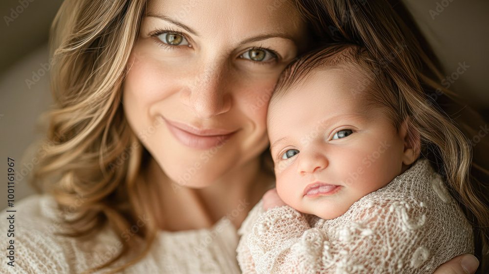A woman is holding a baby in her arms