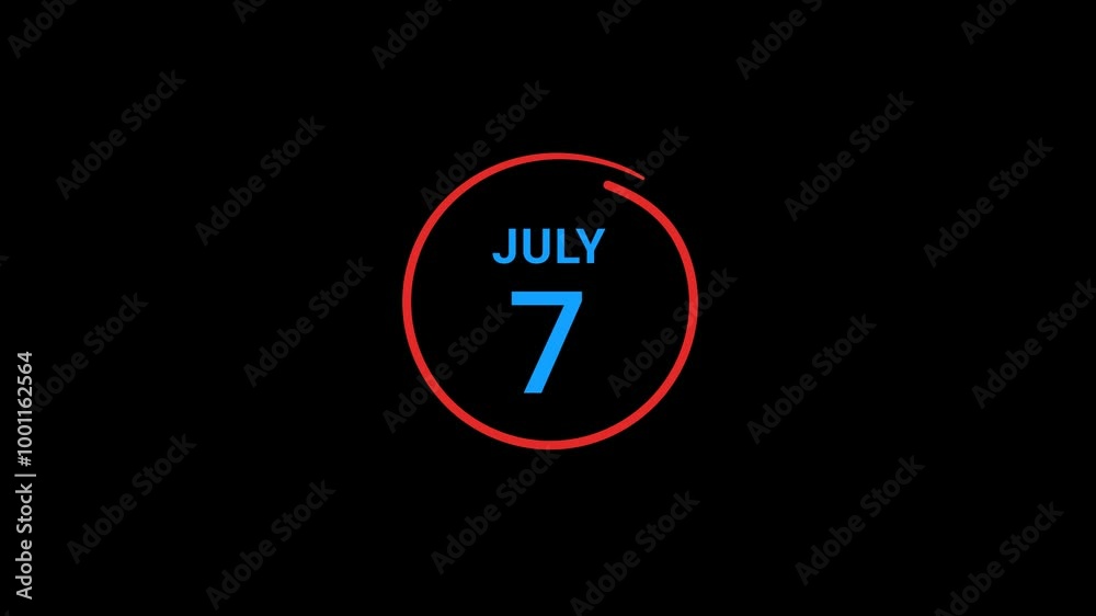 7th July calendar date Animation 7th July calendar date Animation