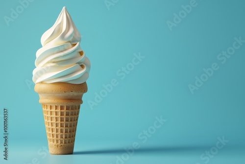 Wallpaper Mural Delicious soft serve ice cream cone on a blue background Torontodigital.ca