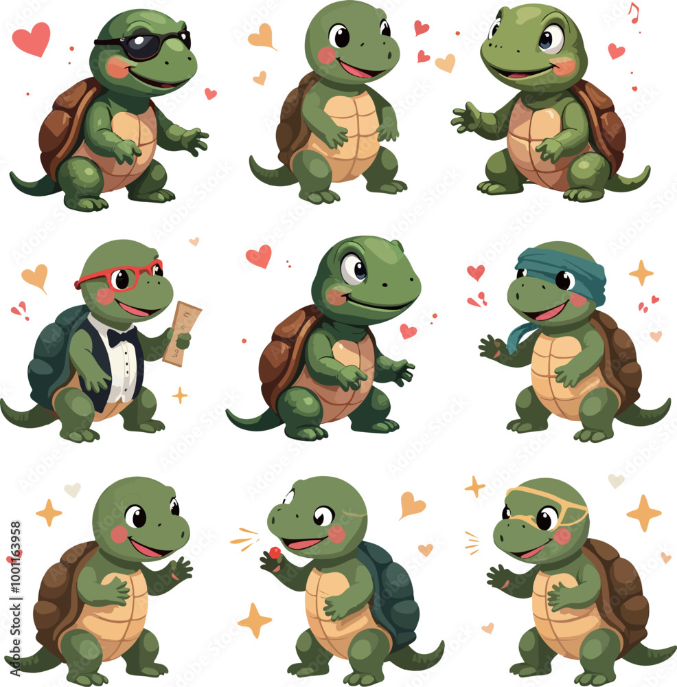 Obraz premium Cartoon Turtles Collection