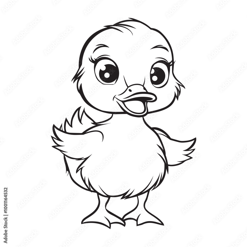 Baby Duck Outline Clipart - Duck Vector illustration in black and white Baby Duck Outline Clipart - Duck Vector illustration in black and white