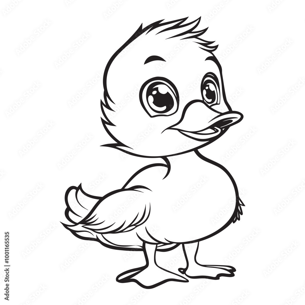 Baby Duck Outline Clipart - Duck Vector illustration in black and white Baby Duck Outline Clipart - Duck Vector illustration in black and white