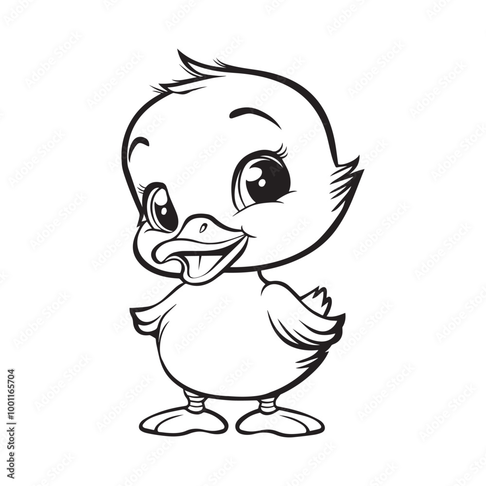 Baby Duck Outline Clipart - Duck Vector illustration in black and white Baby Duck Outline Clipart - Duck Vector illustration in black and white