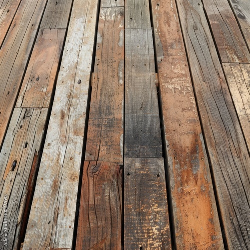 A weathered wooden fence, featuring rustic planks with rich textures and natural imperfections